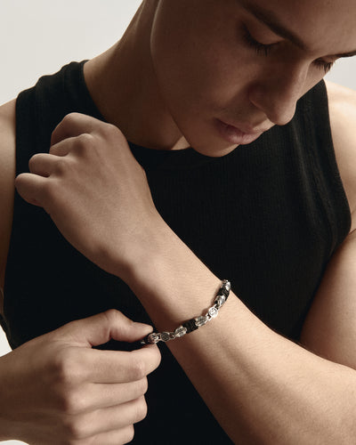 Silver bracelet ST. GEORGE (ebony wood)