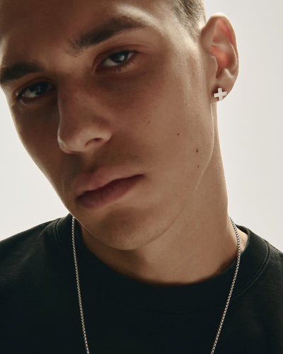 Silver single earring STAVROS