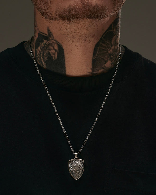 Pendentif en argent - bouclier LION