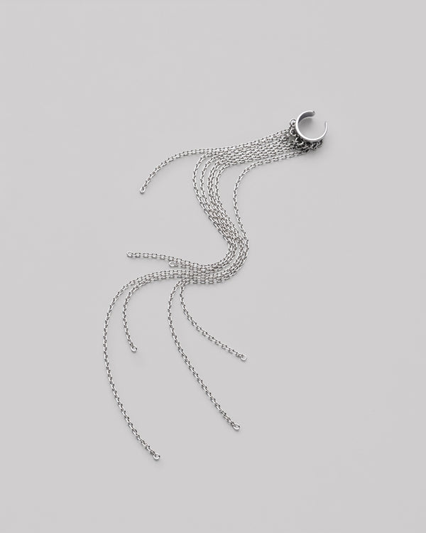 Silver single earring - cuff CASCADE