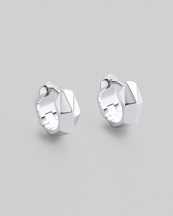 Silver hoop earrings FACETS