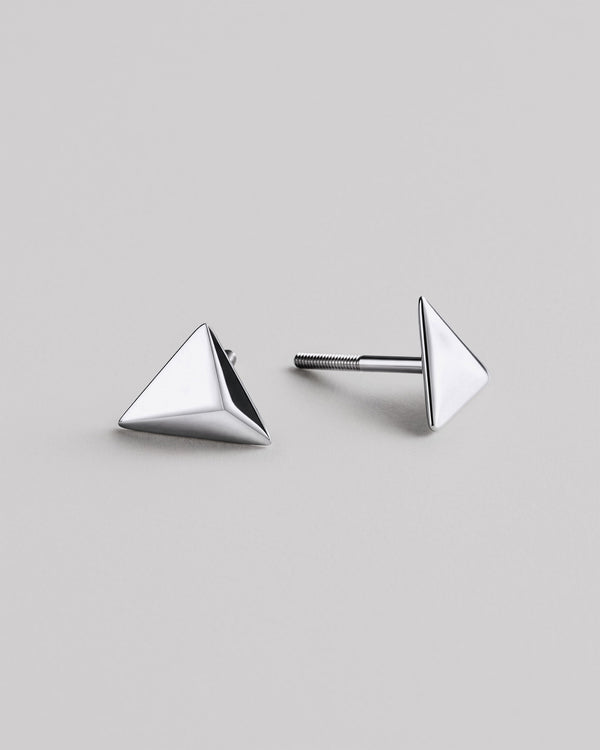Silver stud earrings PYRAMID