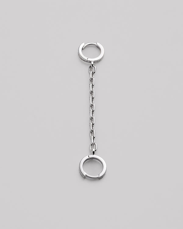Silver single earring CHAIN (for two piercings)
