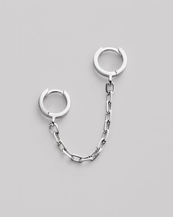 Silver single earring CHAIN (for two piercings)