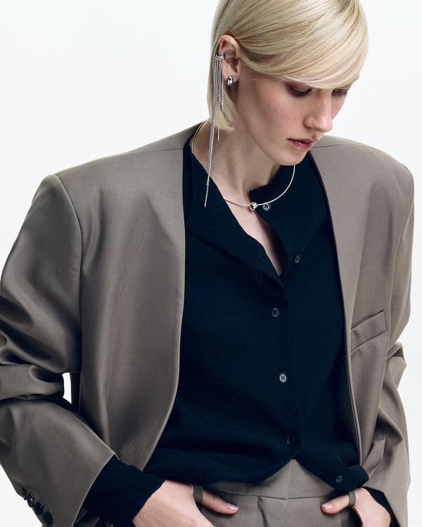 Silver single earring - cuff CASCADE