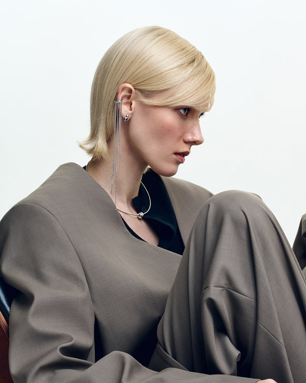 Silver single earring - cuff CASCADE