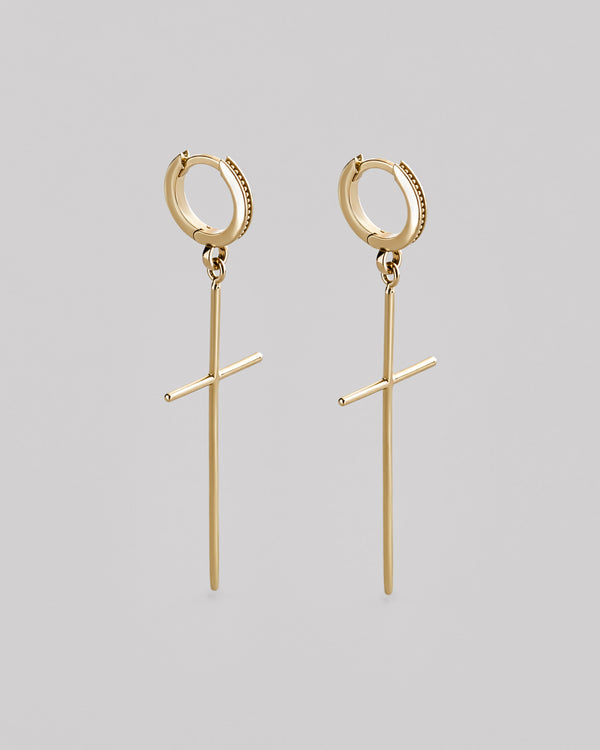 Earrings CROSS (14k yellow gold)