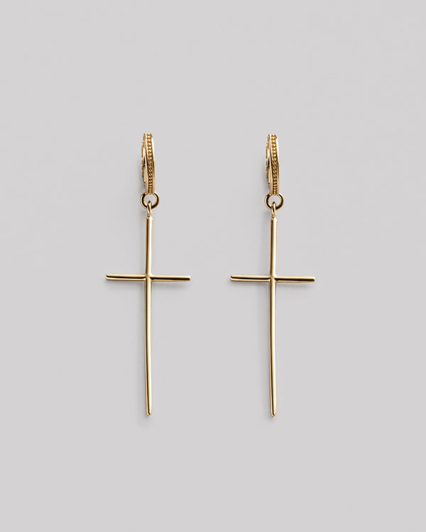 Earrings CROSS (14k yellow gold)