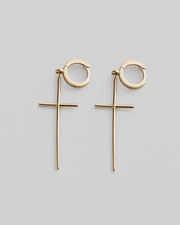 Earrings CROSS (14k yellow gold)