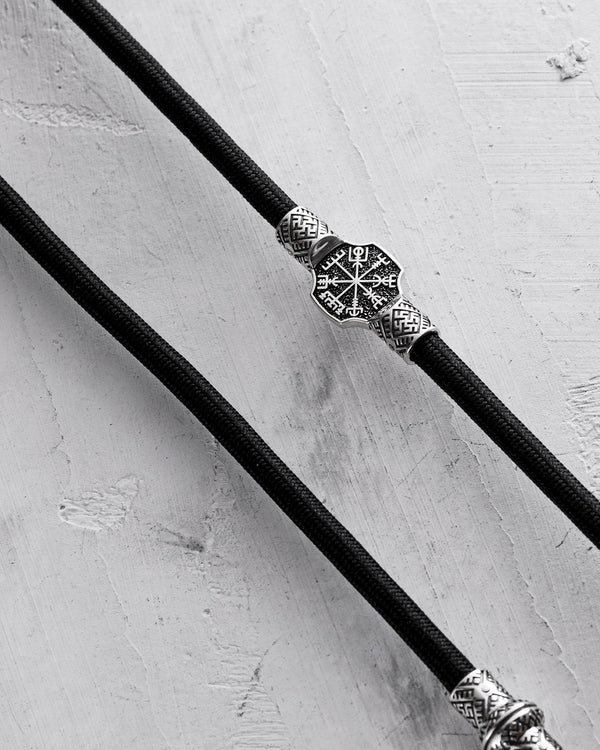 Silk cord VEGVISIR. SVARGA with silver inserts