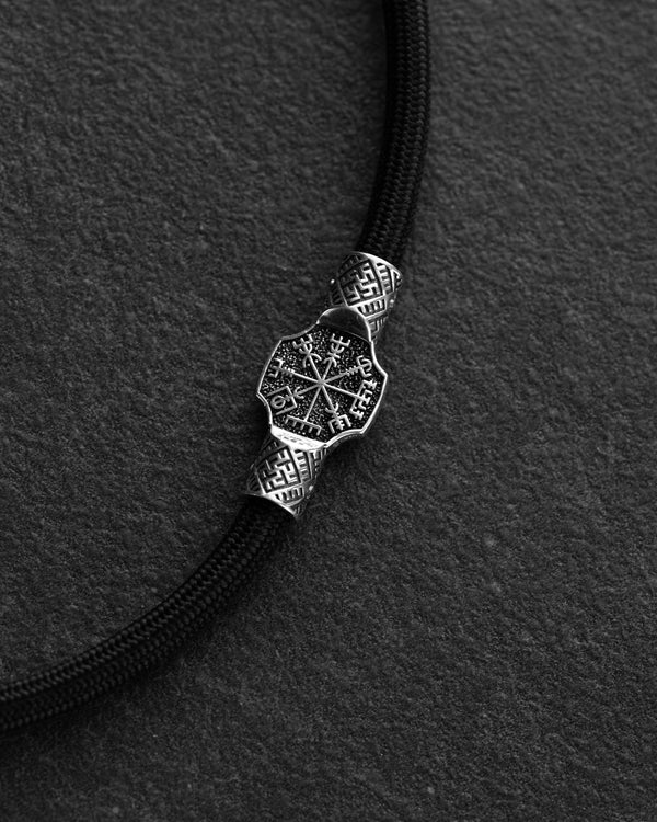 Silk cord VEGVISIR. SVARGA with silver inserts