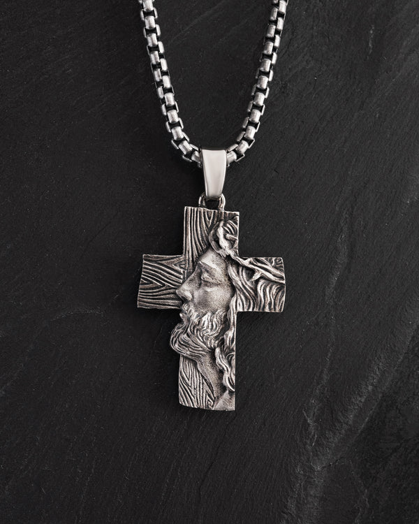 Croix en or blanc 14 carats LE VISAGE DE LA FOI
