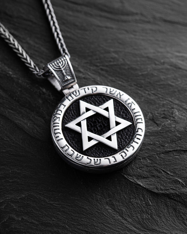 Pendentif en argent ÉTOILE DE DAVID avec ébène