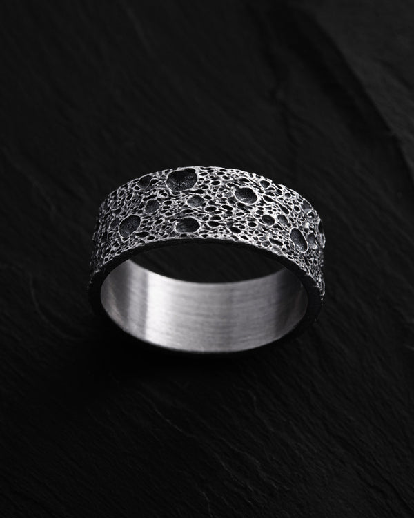 Silver ring MOON SURFACE
