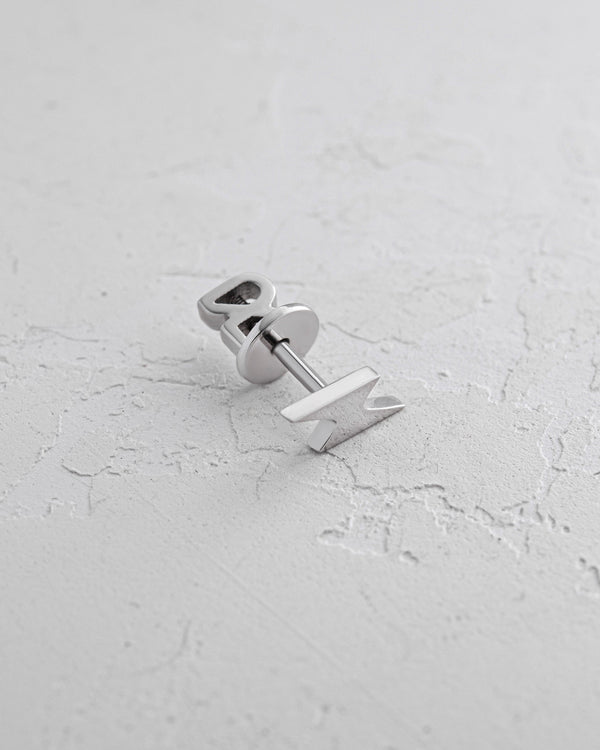 14k white gold single earring LIGHTNING