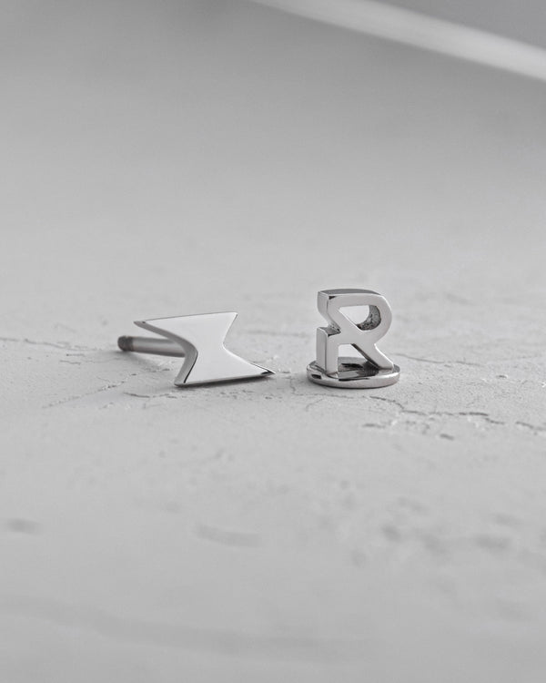 14k white gold single earring LIGHTNING