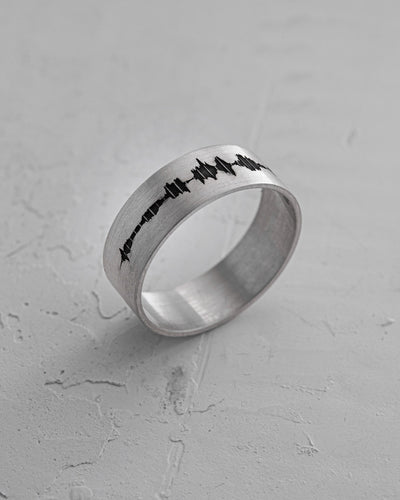 Bague en argent GRAVURE D'ONDES SONORES
