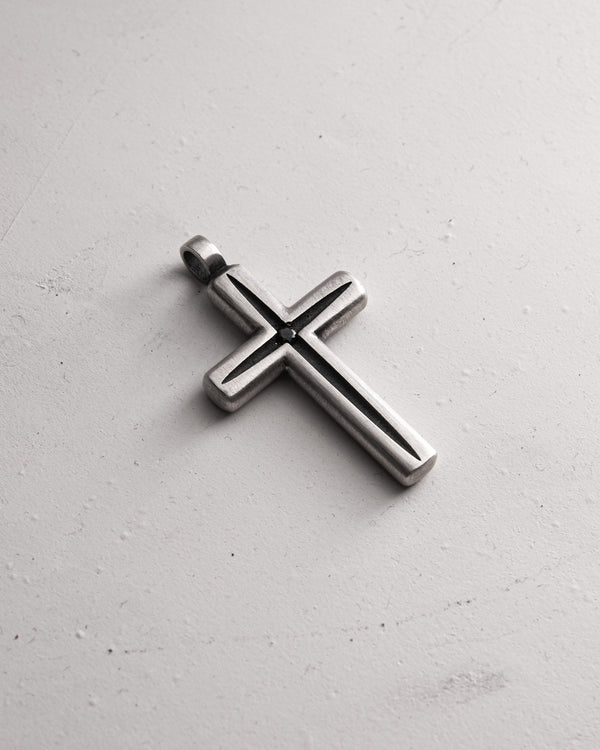 Silver cross LUMEN FIDEI. BLACK STONES