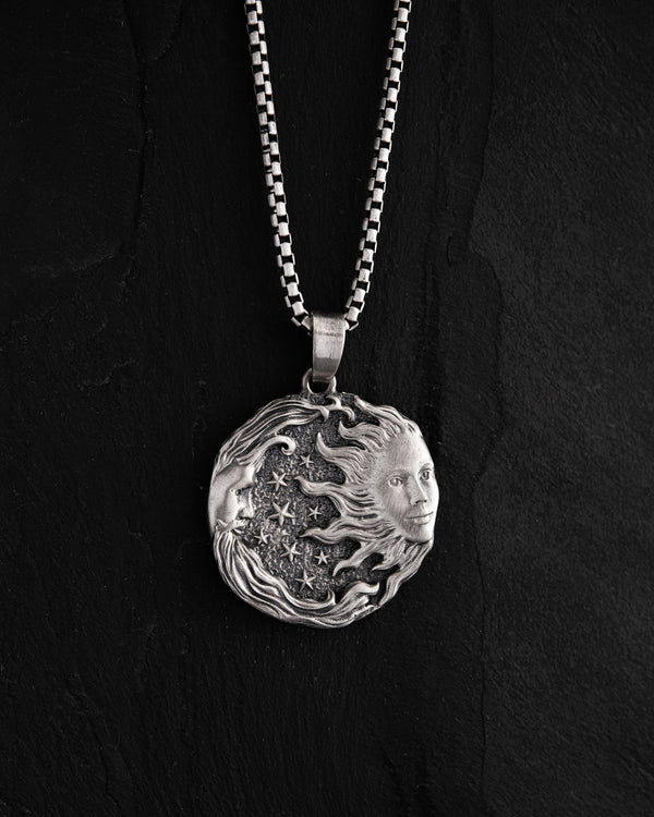 Pendentif en argent SOLEIL LUNE et ÉTOILES