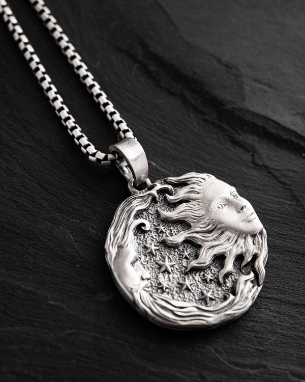 Pendentif en argent SOLEIL LUNE et ÉTOILES