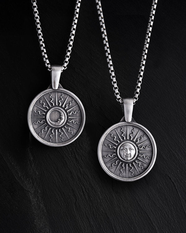 Pendentif en argent SOLEIL et LUNE