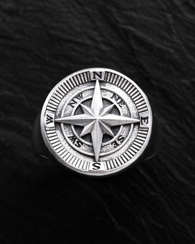 Bague en argent BOUSSOLE. ÉTOILE POLAIRE
