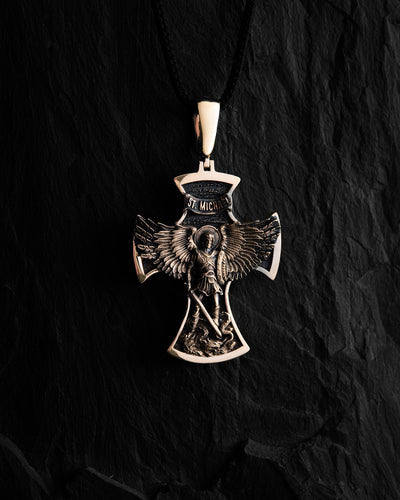 Croce ST. ARCANGELO MICHELE (oro giallo 14k)
