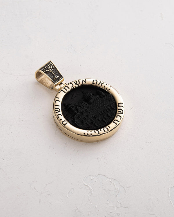 Pendentif ÉTOILE DE DAVID en ébène (or jaune 14 carats)