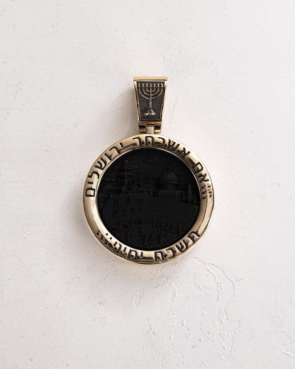 Pendentif ÉTOILE DE DAVID en ébène (or jaune 14 carats)