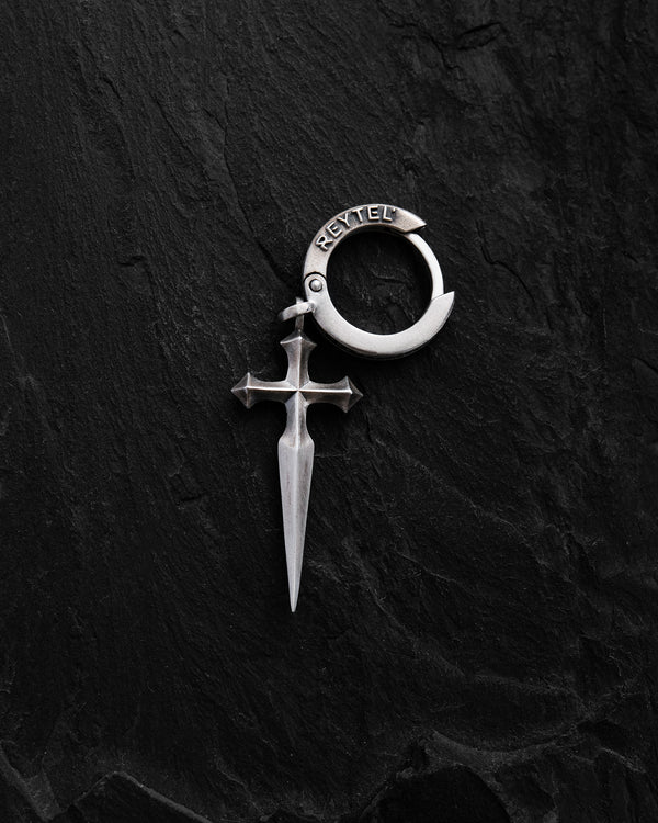 Silver hoop earring SWORD