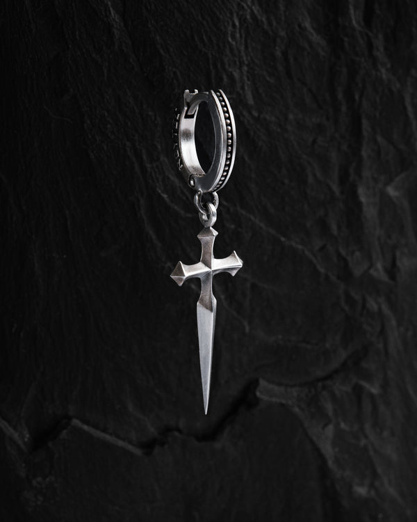Silver hoop earring SWORD