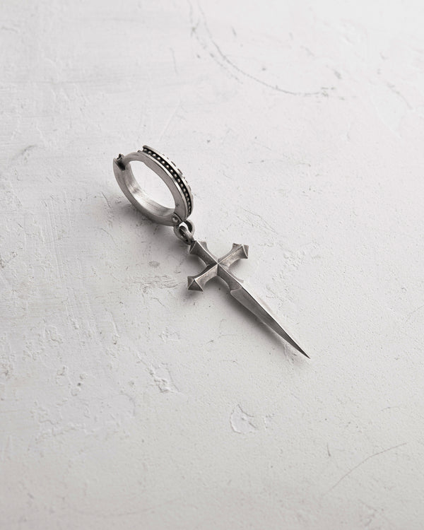 Silver hoop earring SWORD