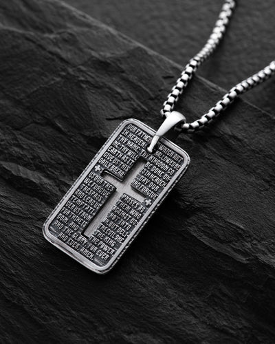 Pendentif en argent NOTRE PÈRE avec une croix