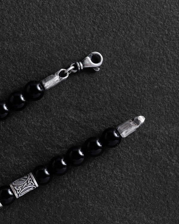 Pánský náramek RUNES (stříbrný, milánský, onyx)