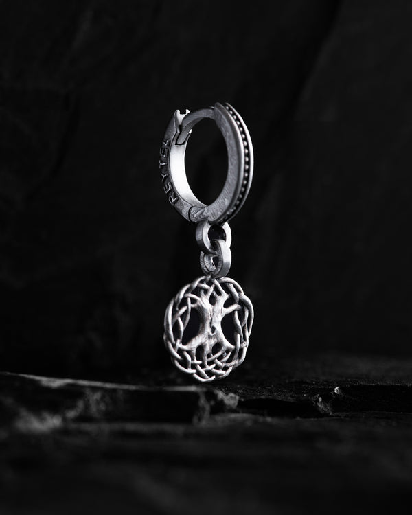 Boucle d'oreille unique en argent YGGDRASIL ARBRE DE VIE