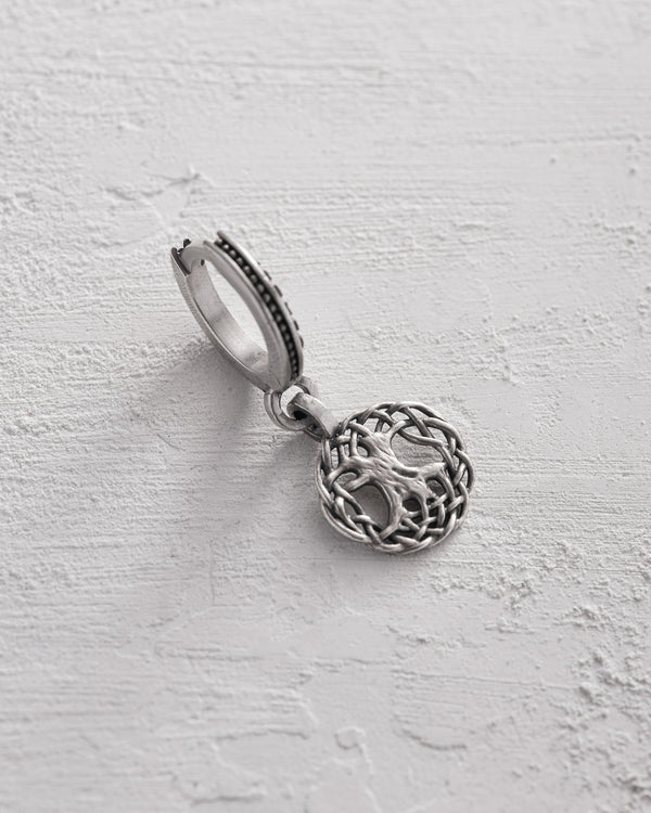 Boucle d'oreille unique en argent YGGDRASIL ARBRE DE VIE