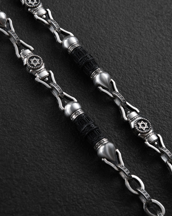 Silberkette DAVIDSTERN mit Ebenholz