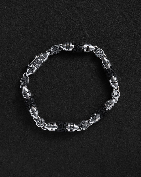 Silver bracelet ST. GEORGE (ebony wood)