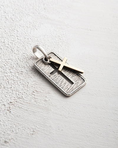 Silver pendant OUR FATHER with a gold cross