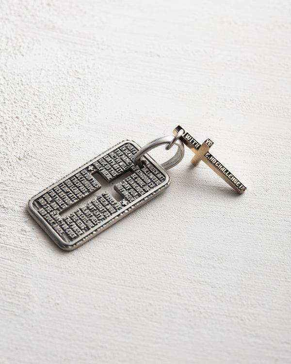 Silver pendant OUR FATHER with a gold cross
