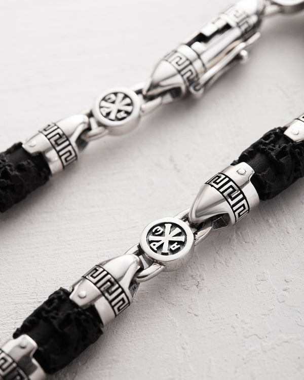 Silver bracelet ST. GEORGE (ebony wood)