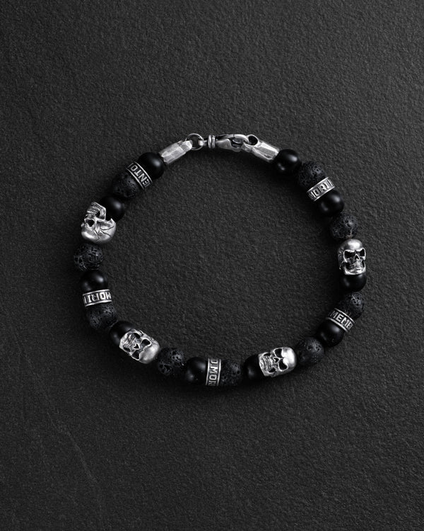 Men's Bracelet SKULL. LAVA STONE