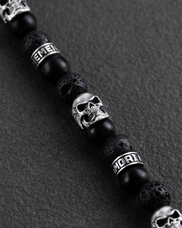 Men's Bracelet SKULL. LAVA STONE