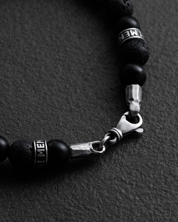 Men's Bracelet SKULL. LAVA STONE
