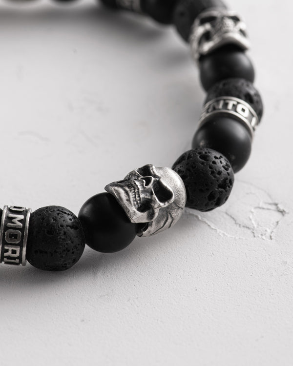 Men's Bracelet SKULL. LAVA STONE