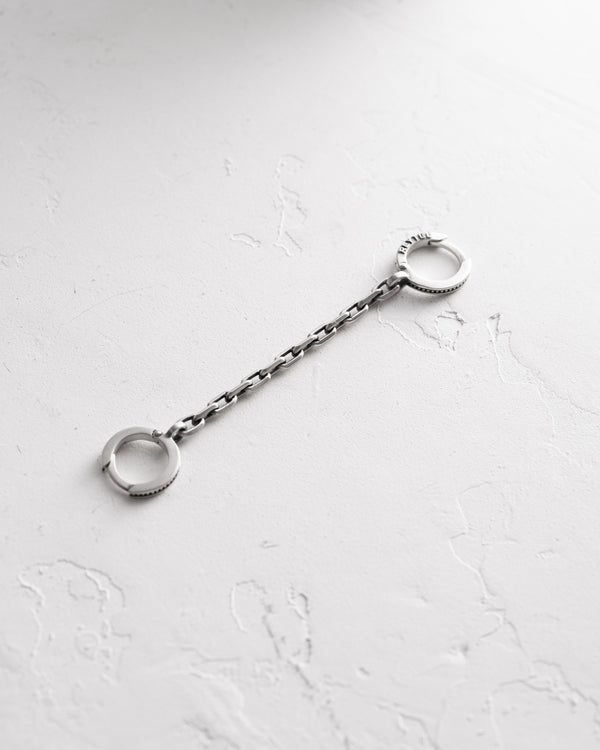 Silver single earring CHAIN (for two piercings)