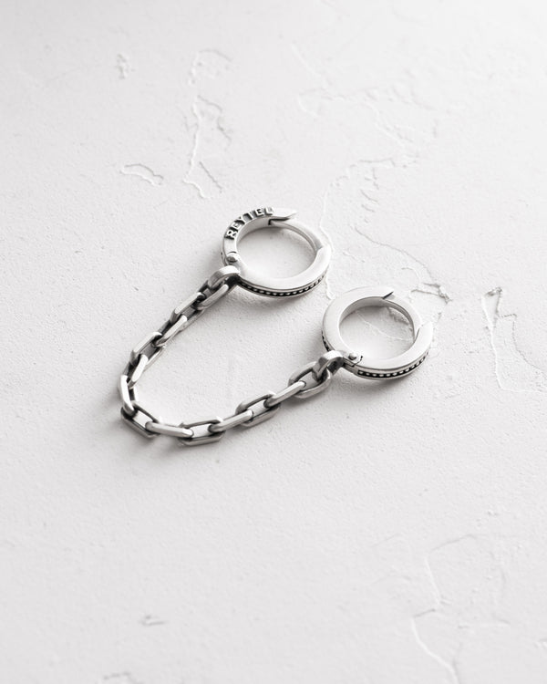Silver single earring CHAIN (for two piercings)