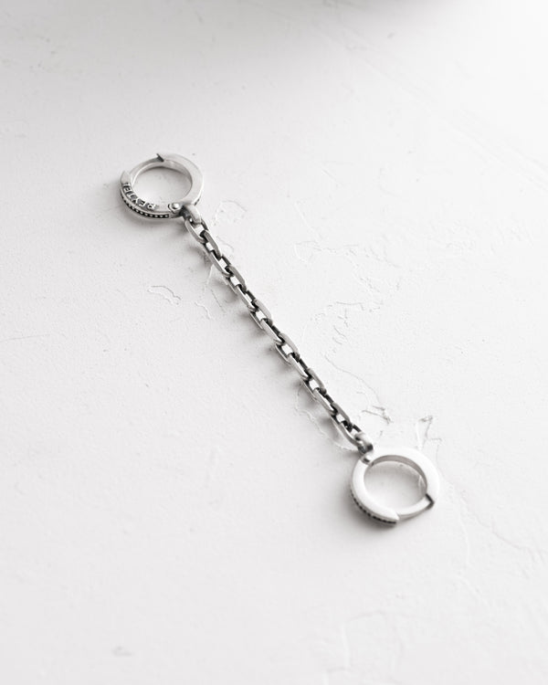 Silver single earring CHAIN (for two piercings)