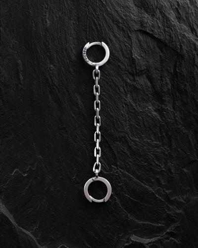 Silver single earring CHAIN (for two piercings)