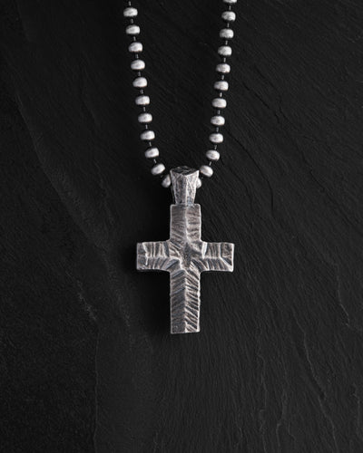 Silver cross INVICTUS (inset of yellow gold 14k)